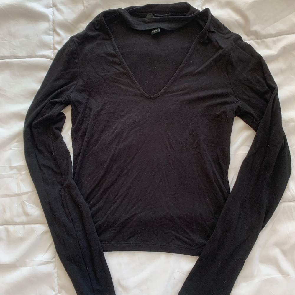 Forever21 Love Sleeve Crop Top w/ Collar
